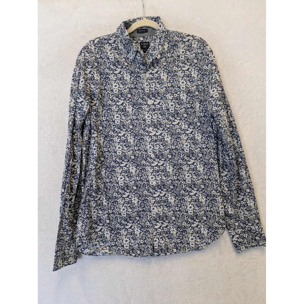 J Crew Slim Fit Mens Floral Print Button Down Shirt Size Medium